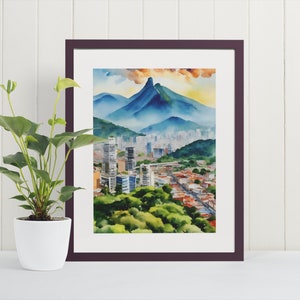 Lámina artística de Caracas - Venezuela, Arte de viaje, Láminas artísticas, Arte mural venezolano, Póster de acuarela, Arte mural, Pósteres de bellas artes, Decoración de Caracas