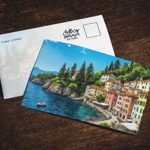Comer See Aquarell Postkarte, 5 x 7 Grußkarten, Italien Malerei, Reise Kunstwerk, Europa Postkarte, Comer See Souvenir, Reisegeschenk