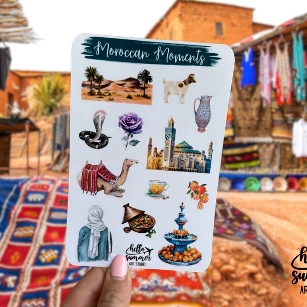 Moroccan Moments Sticker Sheet - Planner Stickers, Scrap Book Stickers, Travel Stickers, Morocco Stickers, Desert, North Africa, Journal