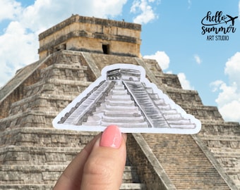 Chichen Itza Sticker - Mexico Sticker, Cancun Sticker, Travel Sticker, Backpacker Sticker, Planner Sticker, Waterbottle Sticker, Laptop