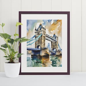 London Tower Bridge Watercolor Art Print - London Wall Decor, Wall Art, Travel Art, Art Prints, Europe City Paintings, England Artwork