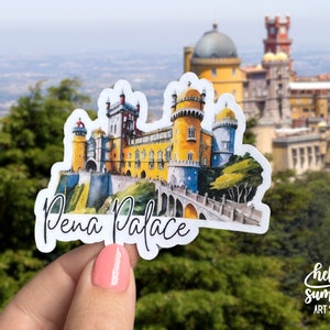 Sticker Pena Palace - Sticker Portugal, Sticker Lisbonne, Sticker voyage, Europe, Sticker Backpacker, Sticker Agenda, Aquarelle, Aimant