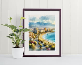 Marbella Watercolor Art Print - Spain, Malaga, Travel Art, Art Prints, Marbella Gifts, Marbella Wall Art, Marbella Poster, Large Wall Art