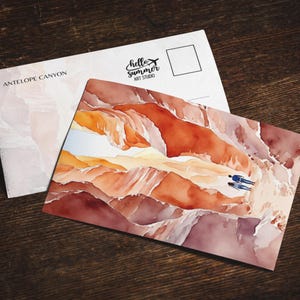 Antelope Canyon Aquarell Postkarte, 13x18 Grußkarten, National Park Geschenke, Utah, Arizona, Südwesten, Wüste Kunstdruck, Wüstendruck
