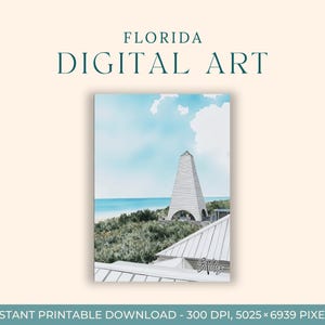 Acuarela de la costa de Florida (ARTE DIGITAL) Playa, Arte de viajes, Impresiones artísticas, Postal DIY, Arte de compromiso, Destin, 30A, Rosemary Beach
