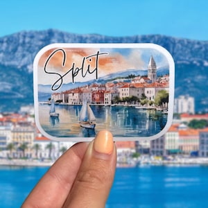 Stickers séparés - Croatie, Sticker routard, Art de voyage aquarelle, Europe, aimant de réfrigérateur, aimant casier de voiture, autocollant de journal, agenda