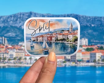 Split Sticker - Croatia, Backpacker Sticker, Watercolor Travel Art, Europe, Fridge Magnet, Car Locker Magnet, Journal Sticker, Planner