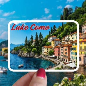 Sticker lac de Côme - Sticker Italie, Sticker voyage, Art de voyager à Milan, Sticker Backpacker, Sticker Europe, Magnet voiture Italie, Sticker voiture