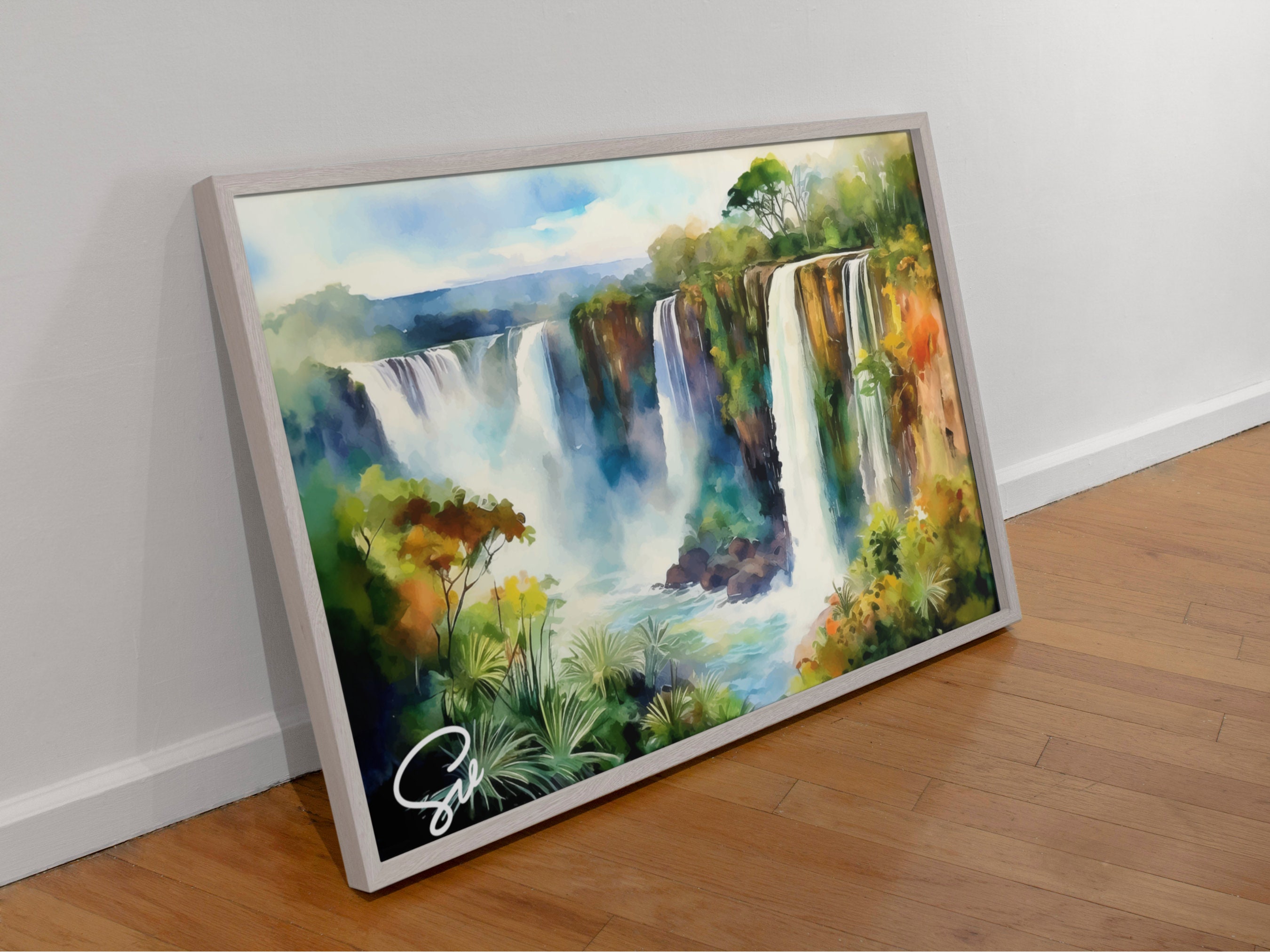 イグアスの滝の水彩画（デジタルアート）アルゼンチン、南アメリカの