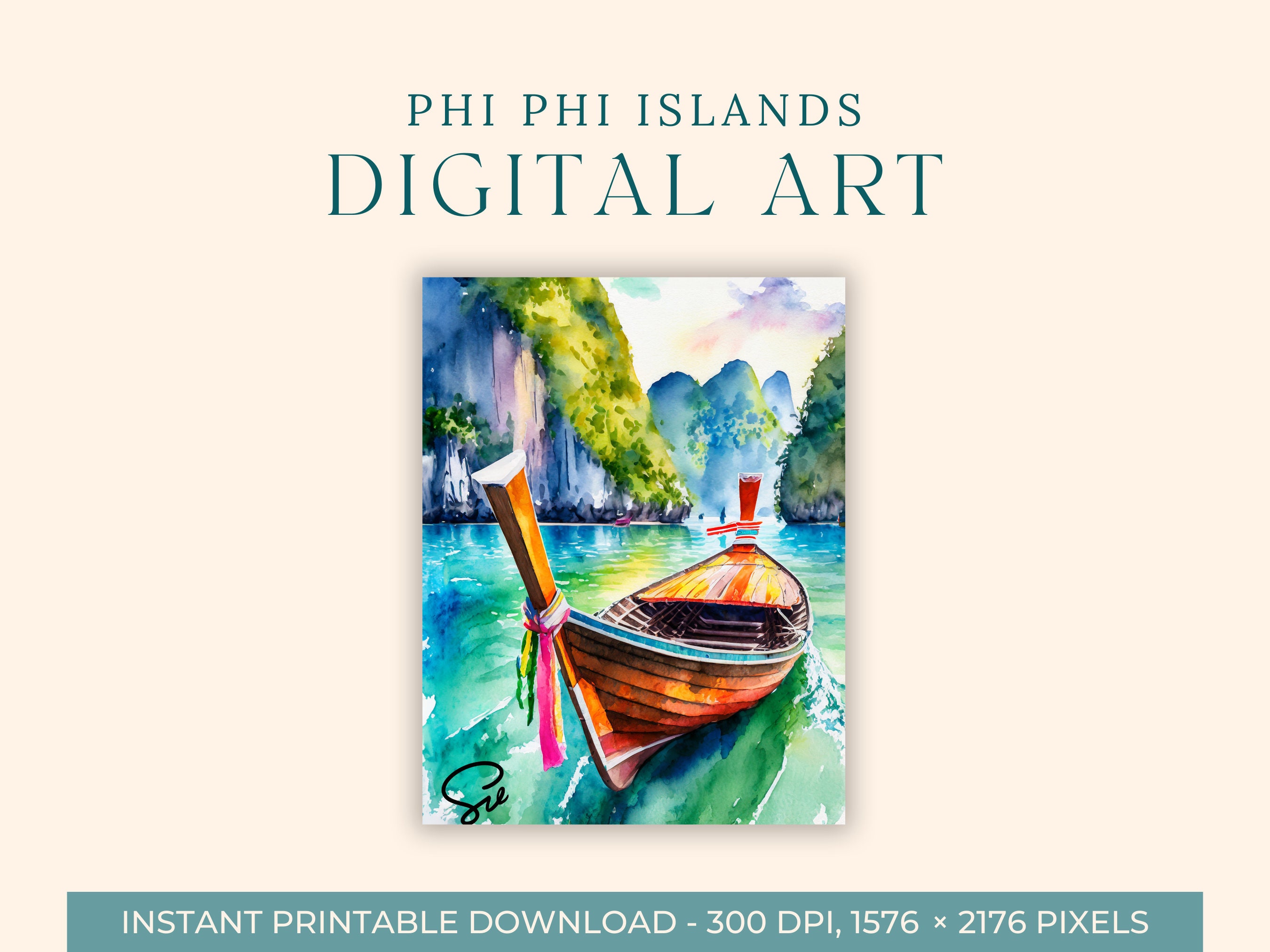 Phi phi islands art - Etsy México, image size:2700x2025