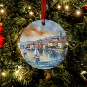 Split Christmas Ornament - Croatia, Travel Tree Ornament, Wedding Ornament, Engagement Gift, Travel Souvenir, Custom Ornament, Sailing