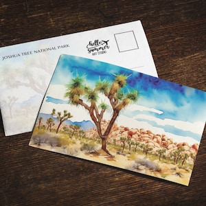 Cartão postal em aquarela de Joshua Tree, conjunto de cartões comemorativos 5 x 7, Califórnia, presentes para parques nacionais, sudoeste, arte em parques nacionais, deserto, sudoeste