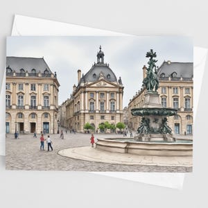 Bordeaux France Watercolor Greeting Cards, 5 x 7 greeting card set, digital art, France painting, stationery, travel artwork, Europe cards