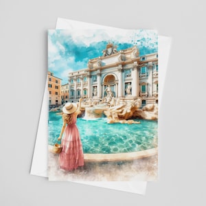 Trevi Fountain In Rome In Black & White #1 #travel #wall #art Greeting Card