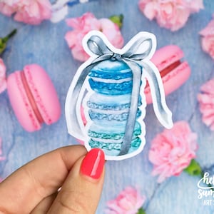 Macarons Aufkleber - Pariser Macarons, französisches Gebäck Aufkleber, Aquarell Aufkleber Kunst, Dessert Aufkleber, Girly Aufkleber, Kokette, Magnet