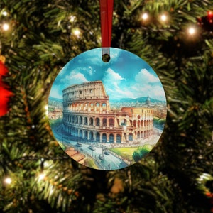 Rome Colosseum Christmas Ornament - Italy, Travel Tree Ornament, Wedding Ornament, Engagement Gift, Travel Souvenir, Italy Christmas