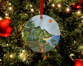 Kauai Christmas Ornament - Hawaii Ornament, Kauai Souvenir, Nepali Coast, Travel Lover Gift, Custom Wedding Gift, Engagement, Anniversary