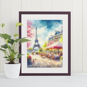 Paris Watercolor Art Print - Paris Wall Art, Cityscape Painting, Parisan Art Prints, Fine Art Poster, 11 x 14 inch print, Canvas Print