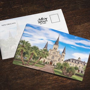 New Orleans Aquarell Postkarte, 5 x 7 Grußkarten, St. Louis Kathedrale, Louisiana, Mardi Gras Kunstdruck, NOLA Souvenir, Briefpapier