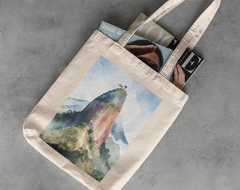 Rock of Guatape Canvas Tote - Library Bag, Reusable Grocery Bag, Cotton Tote Bag, Travel Beach Bag, South America, Colombia, Medellin Gifts
