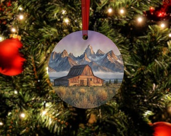 Adorno navideño del Parque Nacional Grand Teton - Wyoming, viajes, adorno personalizado, regalo de boda, regalo de compromiso personalizado, Jackson Hole