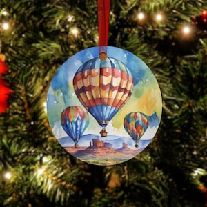 Hot Air Balloon Christmas Ornament - Arizona, New Mexico, Texas, National Park Gifts, Travel, Custom Ornament, Wedding Engagement Ornament