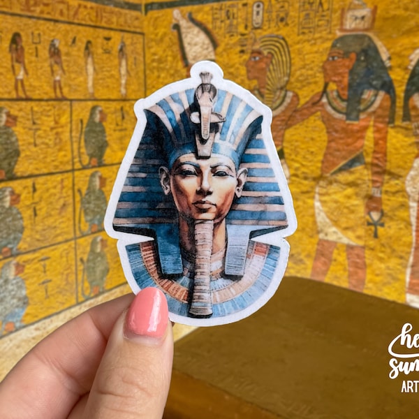 Mask of Tutankhamun Sticker - Egypt Sticker, Cairo, Egypt Souvenir, Egypt Gifts, Travel Journal, Agenda, Planner, Egyptian Art, Travel Art