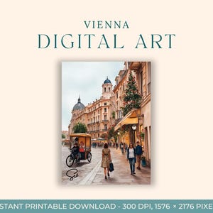 Peinture à l'aquarelle Vienne Autriche (ART NUMÉRIQUE) Art de voyage, impressions d'art, carte postale bricolage Europe, art de fiançailles, paysage urbain d'Europe, art de la ville