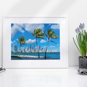 Miami Watercolor Art Print - Beach Art, Coastal Wall Art, Florida Art, Fine Art Print, Miami South Beach, Miami Wall Art, Miami Skyline