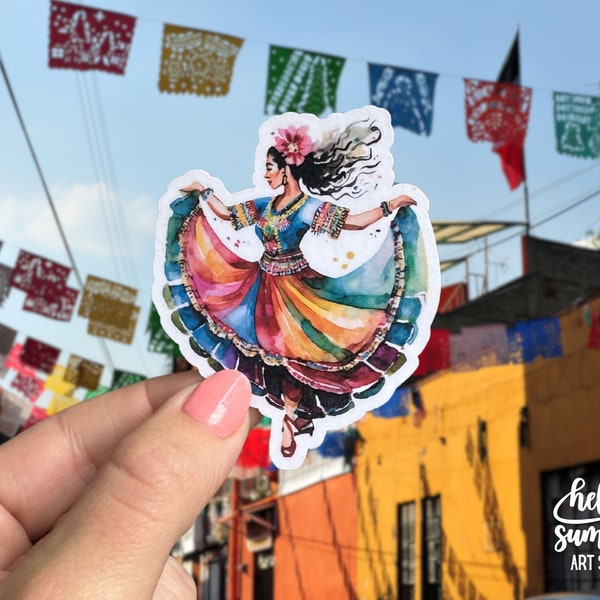 Ballet Folklórico Sticker - huipil, Mexican Dancer, Mexico Sticker, Cancun Sticker, Travel Sticker, Backpacker Sticker, Planner Sticker