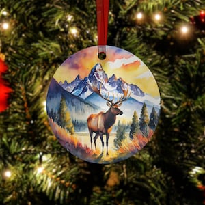 Grand Teton Nationalpark Weihnachtsschmuck - Wyoming, Reise, Benutzerdefinierte Ornament, Hochzeitsornament, personalisiertes Verlobungsgeschenk, Elch