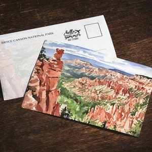 Cartão postal de aquarela de Bryce Canyon, conjunto de cartões de felicitações 5 x 7, presentes do Parque Nacional de Bryce Canyon, Utah, amantes do Parque Nacional, presentes, lembrança