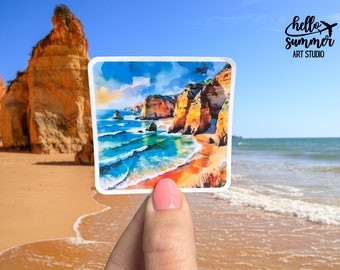 Algarve Beaches Sticker - Portugal Sticker, Beach Sticker, Travel Sticker, Europe, Backpacker Sticker, Planner Sticker, Watercolor Art