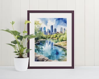 Barton Springs Aquarell Kunst Druck - Austin Wandkunst, druckbare Wandkunst, Austin Poster, Fine Art, Texas Wandkunst, Reisekunst, Wandkunst