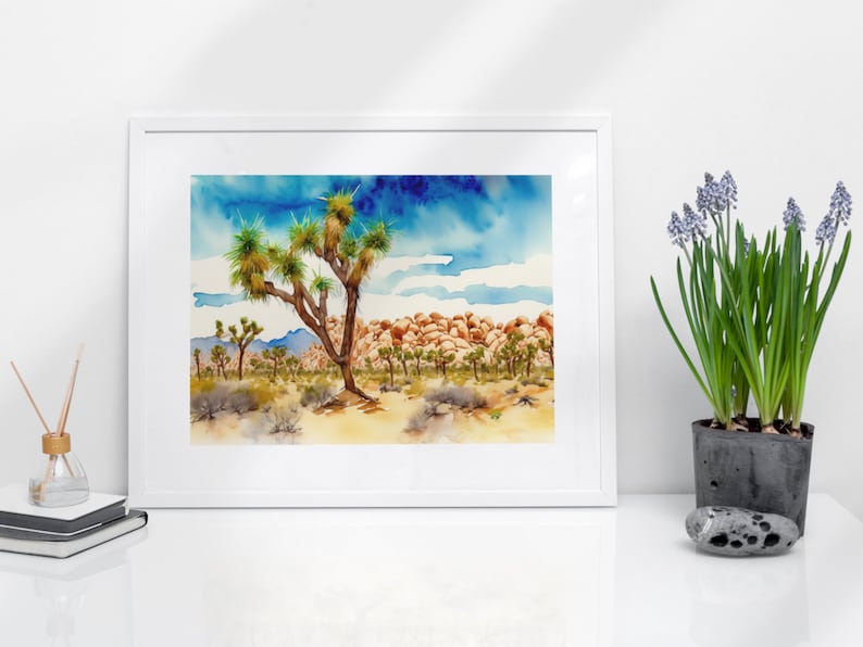 Joshua Tree Watercolor Art Print - National Park Gifts, California Wall ...