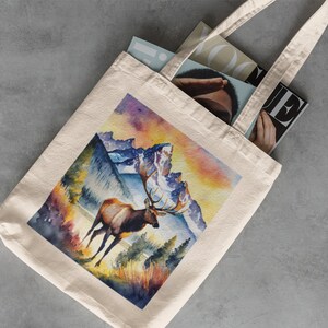Grand Teton Canvas Tote - Nationalpark Geschenke, Wyoming, Berge, wiederverwendbare Einkaufstasche, Reisegeschenke, Einkaufstaschen, Aquarellkunst