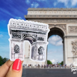 Sticker Arc de Triomphe - Sticker Paris, Sticker France, Sticker aquarelle, Sticker voyage, Sticker Europe. Aimant de voiture, Aimant de casier