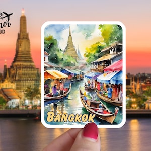 Bangkok Floating Markets Sticker - Thailand Sticker, Bangkok Sticker, Asia, Backpacker Sticker, Wanderlust, Travel, Journal, Planner, Agenda