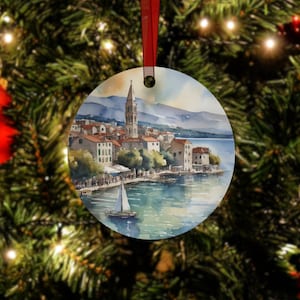 Split 2 Christmas Ornament - Croatia, Travel Tree Ornament, Wedding Ornament, Engagement Gift, Travel Souvenir, Custom Ornament, Sailing