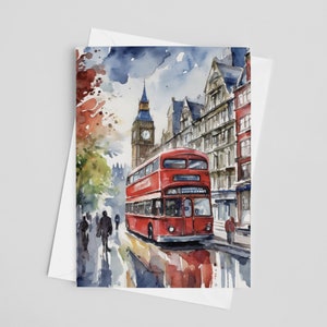 Cartões de felicitações de Londres, Londres, conjunto de cartões de felicitações 5 x 7, arte digital, pintura da Inglaterra, presente, lembrança, arte de viagem, papelaria da Europa, Reino Unido