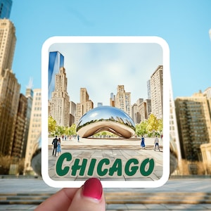 Chicago Sticker - the Bean, Illinois, Chicago Watercolor, Travel Sticker, Car Magnet, Laptop Sticker, Journal, Chicago Souvenir, Gift