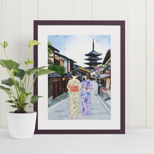 Hokan-ji Temple Art Print - Kyoto, Japan, Travel Art, Art Prints, Japan, Watercolor Poster, Asia, Kyoto, Cherry Blossoms, Wall Art, Nature