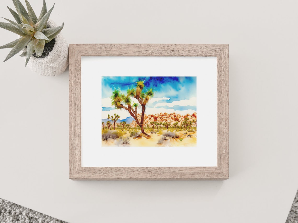 Joshua Tree Watercolor Art Print - National Park Gifts, California Wall ...