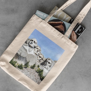 Mount Rushmore Canvas Tote - National Park Gifts, South Dakota, Farmers Market Bag, Beach Bag, Nature Tote, USA, United States Roadtrip