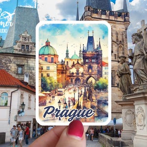 Charles Bridge Prague Sticker - Prague, Czech Republic, Old Town Square, Water Bottle Sticker, Laptop Sticker, Travel Sticker, Magnet