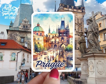 Charles Bridge Prague Sticker - Prague, Czech Republic, Old Town Square, Water Bottle Sticker, Laptop Sticker, Travel Sticker, Magnet