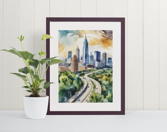 Atlanta Art Print - Georgia, Travel Art, Art Prints, Atlanta Skyline Wall Art, Watercolor Poster, Watercolor Fine Art Posters, Georgia Decor