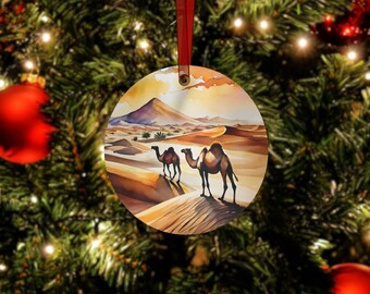 Sahara Desert Christmas Ornament - Morocco, Travel Tree Ornament, Wedding Ornament, Engagement Gift, Travel Gifts, Egypt, Camel Riding