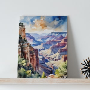 Grand Canyon Watercolor Art Canvas - Wall Art, Print Canvas, National Park Gifts, Arizona Wall Art, South West Wall Art, Southwestern Decor