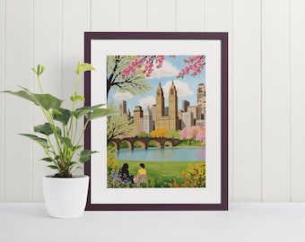 Central Park Watercolor Art Print - NYC Wall Art, Manhattan Print, New York City Painting, New York Wall Art, Central Park Souvenir